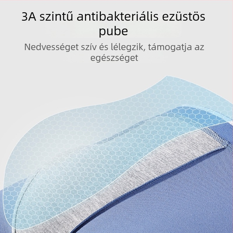 Férfi boxer nadrág 95–100% pamutból, középmagasságú derekú, légáteresztő és antibakteriális.