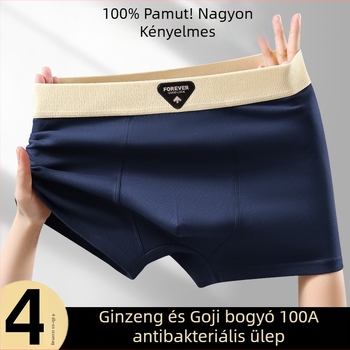 Férfi pamut boxeralsónadrág középmagasságú, lélegző és kényelmes, egyszínű