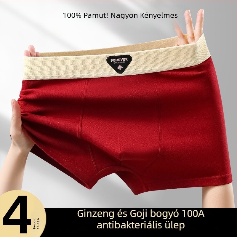 Férfi pamut boxeralsónadrág középmagasságú, lélegző és kényelmes, egyszínű