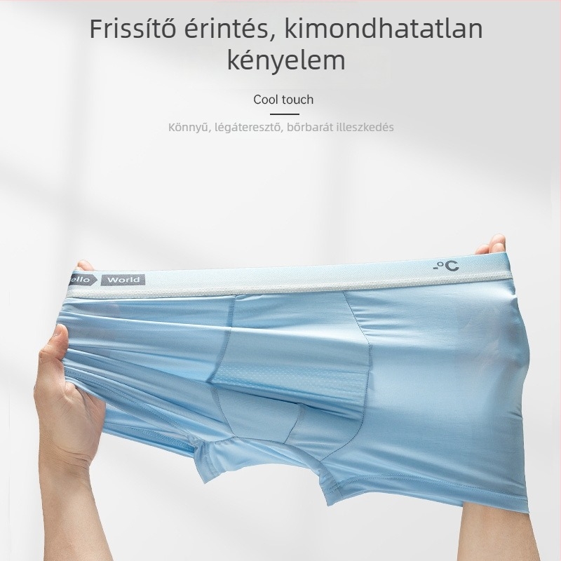 Férfiaknak készült jégselyem hűsítő nyári boxer brief, könnyű, lélegző, antibakteriális, plusz méret