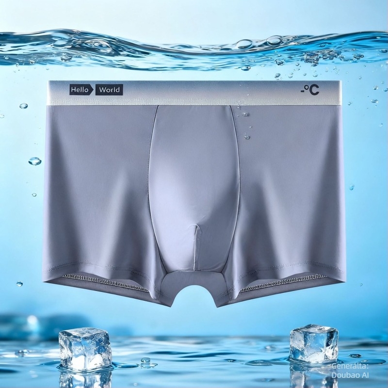 Férfiaknak készült jégselyem hűsítő nyári boxer brief, könnyű, lélegző, antibakteriális, plusz méret