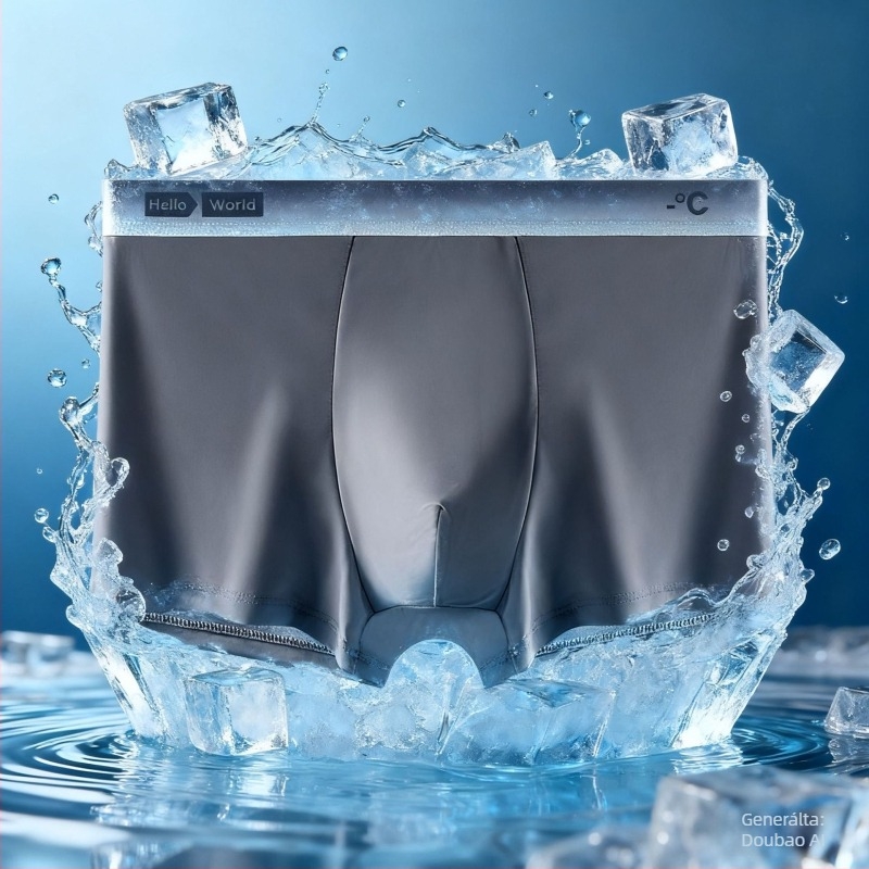 Férfiaknak készült jégselyem hűsítő nyári boxer brief, könnyű, lélegző, antibakteriális, plusz méret