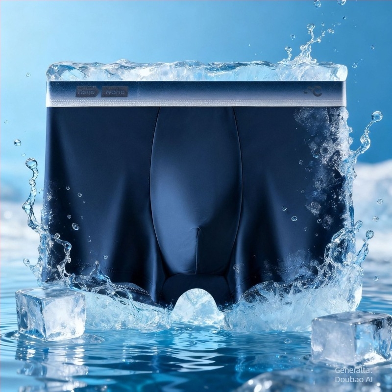 Férfiaknak készült jégselyem hűsítő nyári boxer brief, könnyű, lélegző, antibakteriális, plusz méret