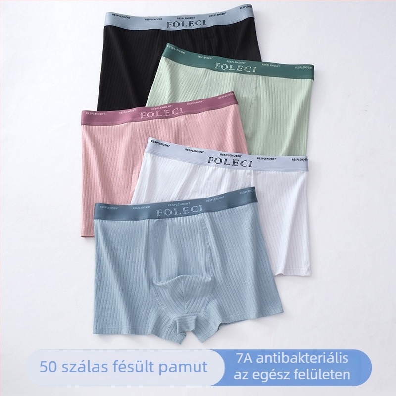 Plusz méretű pamut férfi boxeralsó, magas derekú, szellős, lélegző, sportos