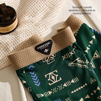 Ice Silk férfi boxer brief amerikai retro mintával, középmagas derekú, nagy méret, lélegző