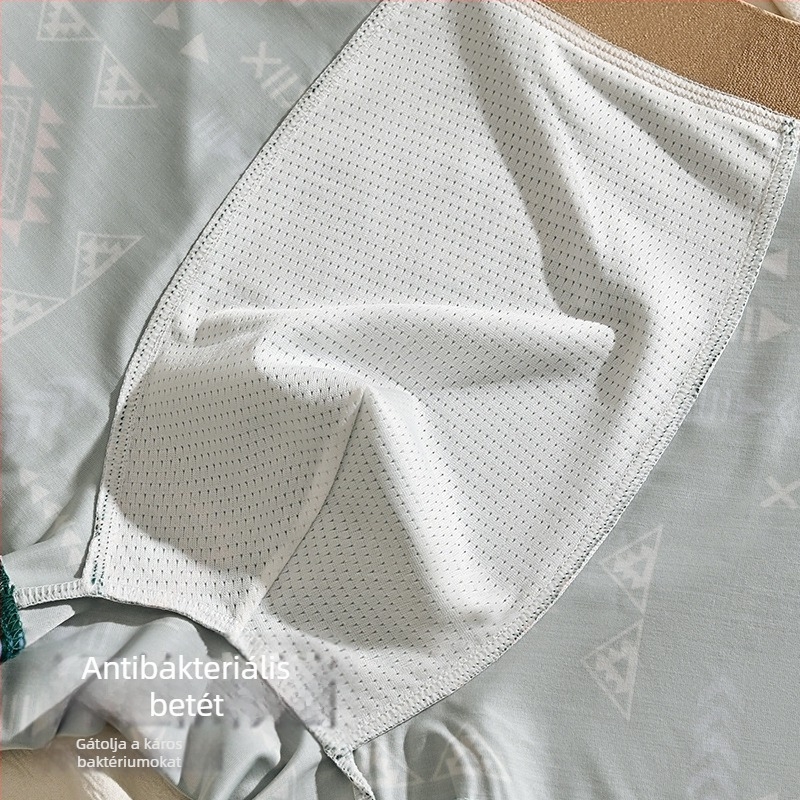 Ice Silk férfi boxer brief amerikai retro mintával, középmagas derekú, nagy méret, lélegző