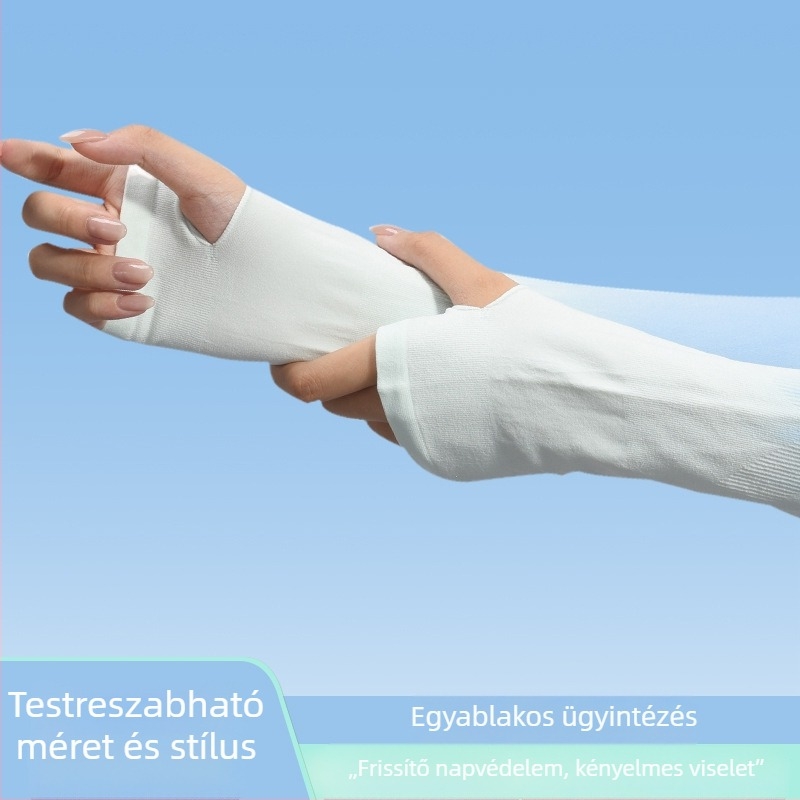 Nyári kültéri napvédő ujjvédők – Ice Silk mintával, vékony, lélegző, gradient színű, hüvelykujjhoz nyílással, testreszabható, ideális úszáshoz, kerékpározáshoz és horgászathoz