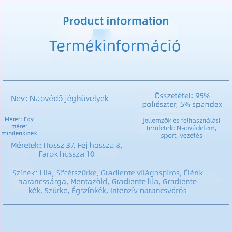 Nyári kültéri napvédő ujjvédők – Ice Silk mintával, vékony, lélegző, gradient színű, hüvelykujjhoz nyílással, testreszabható, ideális úszáshoz, kerékpározáshoz és horgászathoz