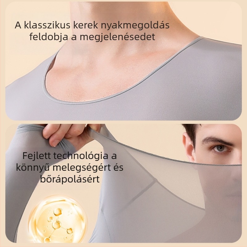 Őszi-téli férfi ultrakönnyű vékony alapréteg készlet – felső és alsó rész, nylon, melegen tart, antibakteriális