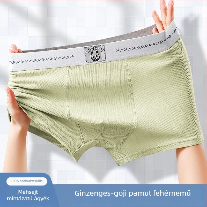 Pamut férfi boxeralsó panda mintával, laza szabás, plusz méret, antibakteriális, légáteresztő sportalsó