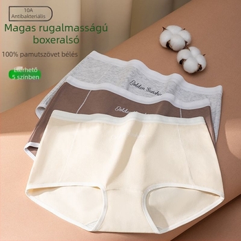 10A antibakteriális pamut női boxer, középmagas derék, meghosszabbított ágyékrész, nagy méret