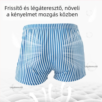 Férfi csíkos boxeralsó, lélegző, mindennapi viselet, lazán szabott, nagy méret