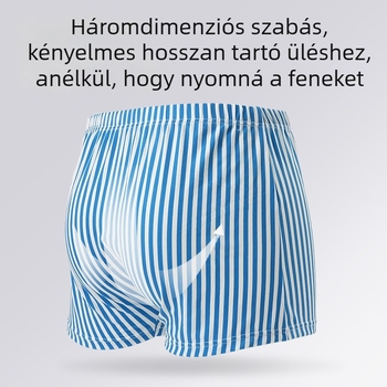 Férfi csíkos boxeralsó, lélegző, mindennapi viselet, lazán szabott, nagy méret