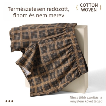 Férfi pamutból készült laza illeszkedésű nagy méretű boxernadrág, elülső gombos zárás, P5588
