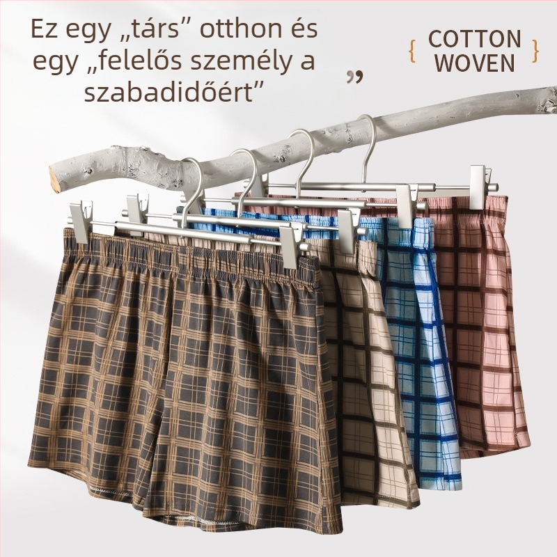 Férfi pamutból készült laza illeszkedésű nagy méretű boxernadrág, elülső gombos zárás, P5588