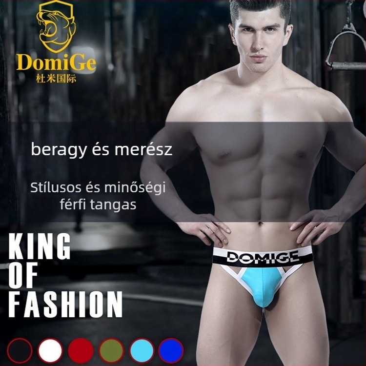 Férfi tangabugyi, lélegző elasztikus pamutból, középmagas derekú, ágyék bélés 95% pamut