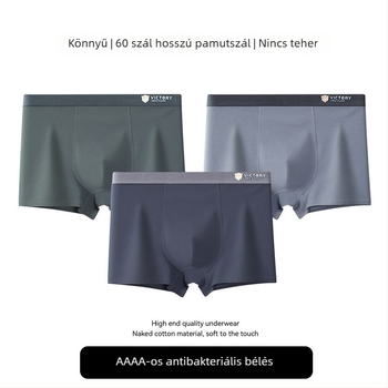 Férfi pamut boxerek, nagy méret, lélegző, antibakteriális, középmagasságú derekú