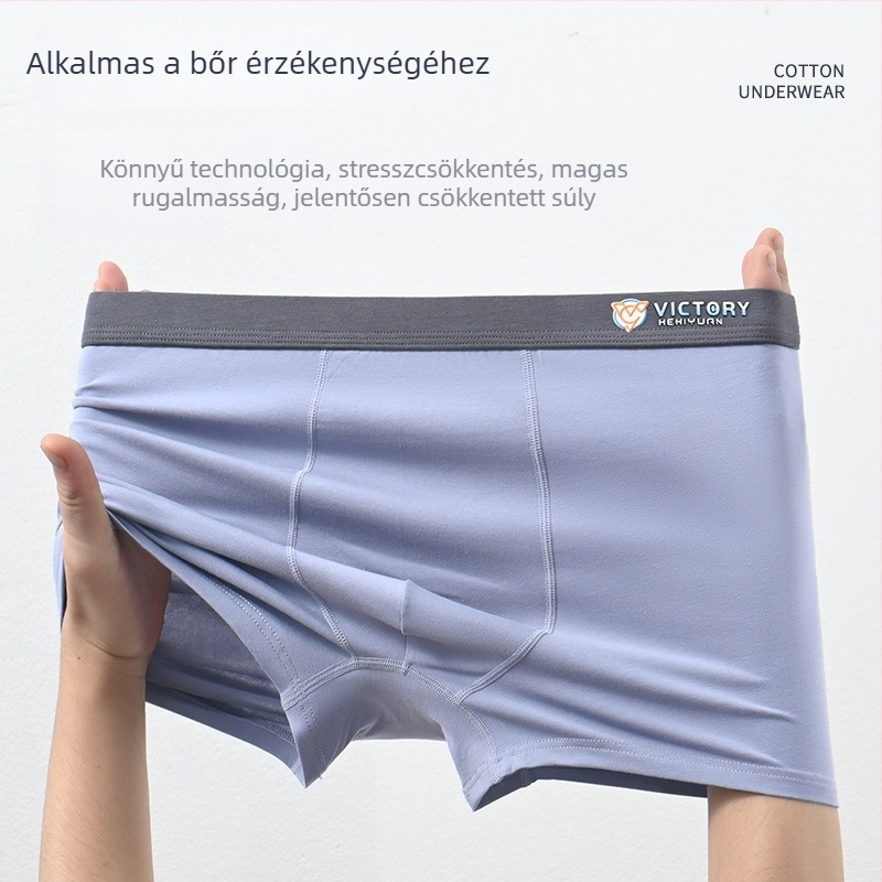 Férfi pamut boxerek, nagy méret, lélegző, antibakteriális, középmagasságú derekú