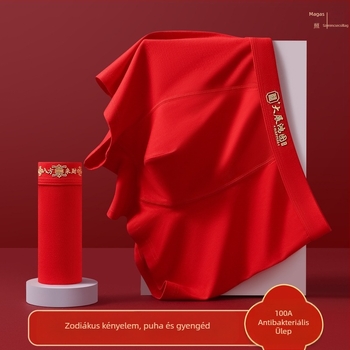 100% pamut, élénk piros férfi boxer alsó, esküvőkre és a csillagjegy évére, plusz méret.