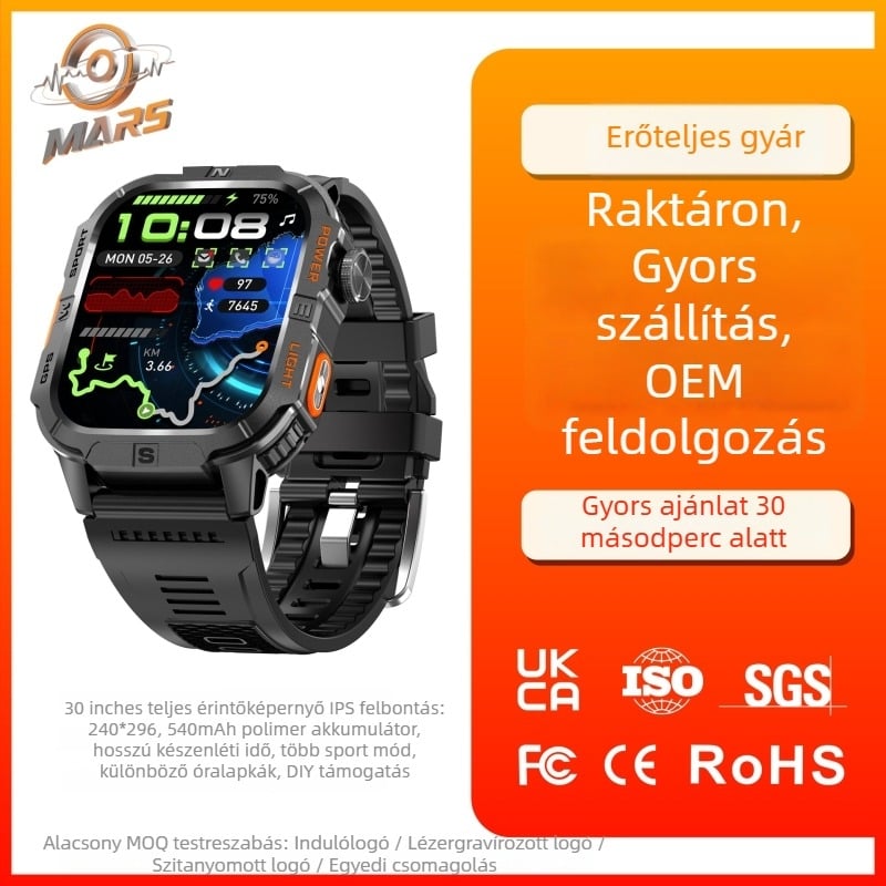 Okosóra GPS/Beidou helymeghatározással, Bluetooth hívásokkal, vízálló mindennapi használatra, pulzusmérés és vér oxigén detektálás