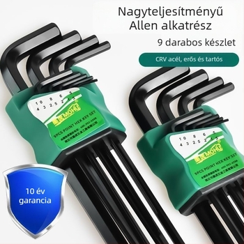9 darabos hatszögletű kulcs készlet, L-alakú, belső hatszög fejű