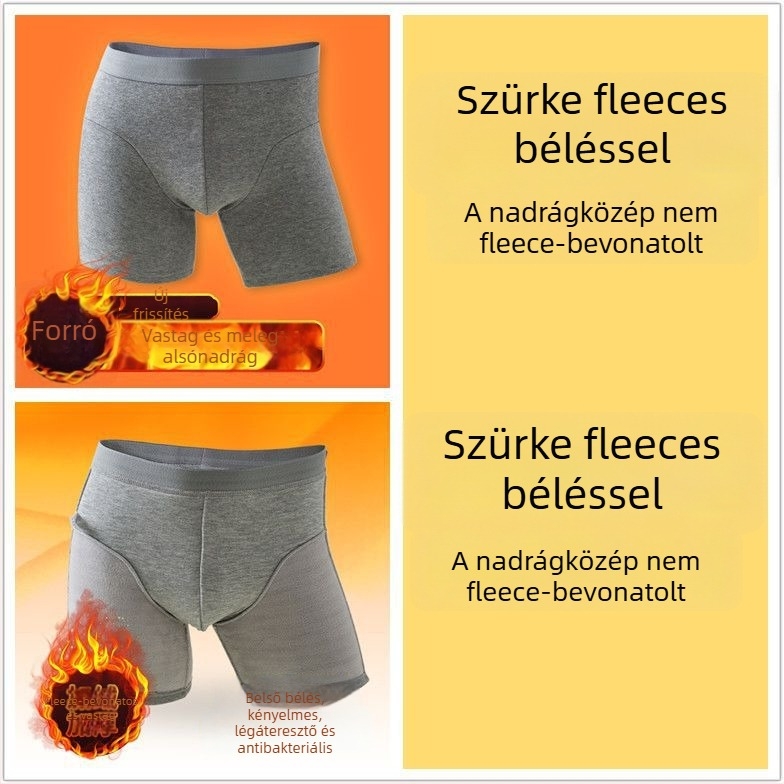 Férfi meleg pamut hosszú alsónemű, középső derekú, antibakteriális, belső pamut bélés