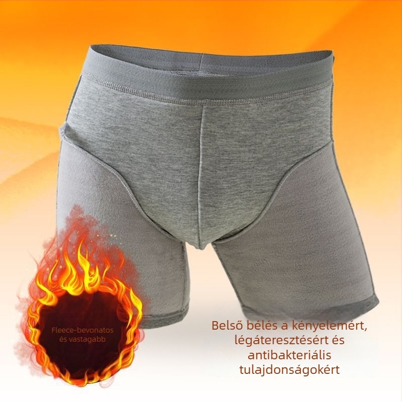 Férfi meleg pamut hosszú alsónemű, középső derekú, antibakteriális, belső pamut bélés
