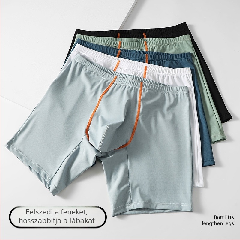 Férfi Ice Silk boxeralsó, hosszabb lábakkal, középmagas derék, nylon alapanyag, lélegző