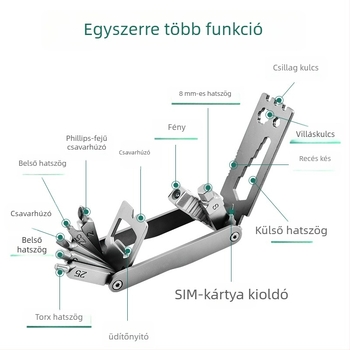 Többfunkciós kerékpár-szerszám (Anyag: rozsdamentes acél 420 + alumínium; Készlet: 1; Súly: 0,191 kg; Alkalmazás: kerékpár eszközök)