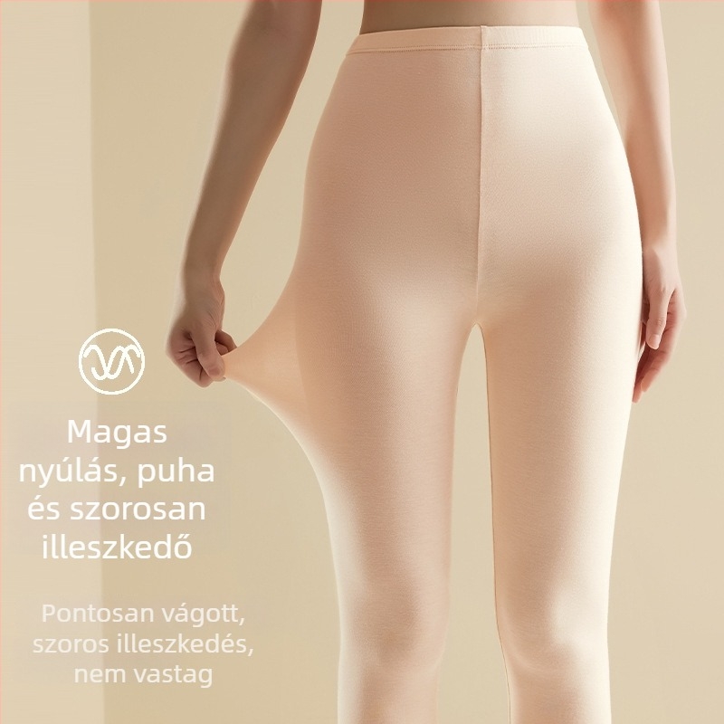 Modál női vékony leggings, magas derekú, meleg béléssel, plusz méret, 9/10 hosszúságú, őszi-téli