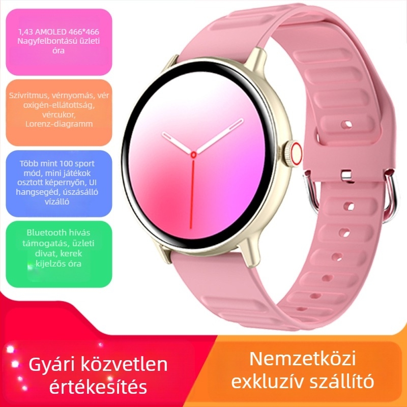 Smartwatch Y88 AMOLED kijelzővel, 7-14 napos üzemidő, úszásra alkalmas vízállóság, pulzus- és véroxigénszint mérés, 100 sportmód