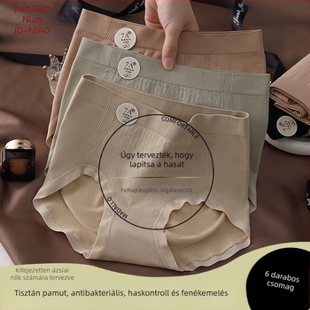 Női antibakteriális nejlon alsónemű pamut betéttel a szeméremtájékon, hasi formázás, fenékemelés, középmagas derék, varrat nélküli, egyszínű, minden szezonban, 2026 tavasz–nyár