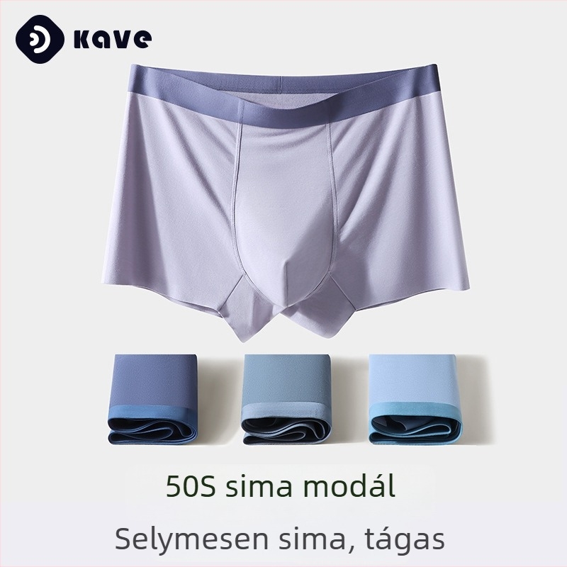 Modal férfi alsónemű tavasz–nyár, varrat nélküli boxeralsó, belső réteg Mulberry selyemből, 7A antibakteriális, nagy méret