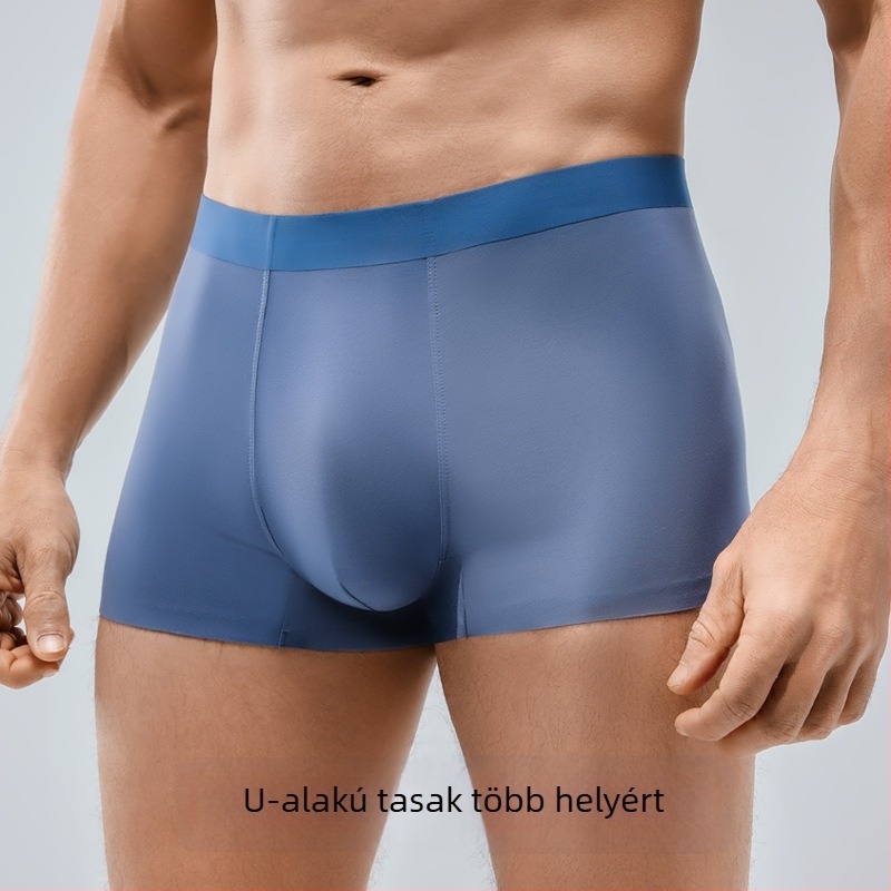 Modal férfi alsónemű tavasz–nyár, varrat nélküli boxeralsó, belső réteg Mulberry selyemből, 7A antibakteriális, nagy méret