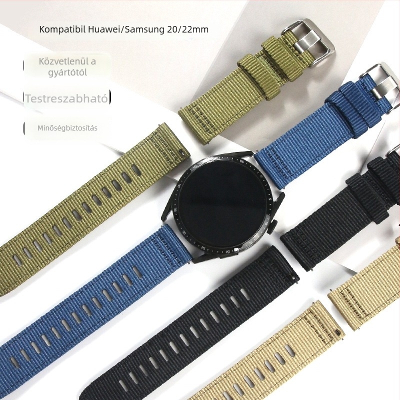 Dehang nylon szőtt óraszíj Huawei Watch GT5 és Samsung számára, 20mm/22mm interfész, csapzár