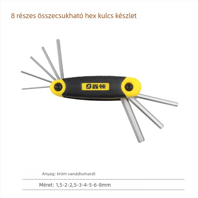 Xinton Hajtogatható Hex Kulcs Készlet – Belső Hatszögű Kulcsok, Króm-Vanádium Acél, Metrikus és Imperiális Méretek