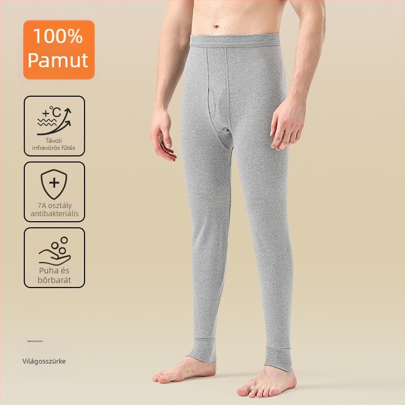 Férfi 100% pamutból készült termikus alsónadrág, fleece béléssel, karcsú szabás, meleg, vast anyag 201-250 g/m2