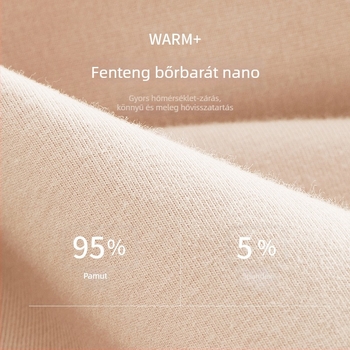 Női termikus alsóruha készlet: 95% pamut 5% spandex, egyszínű, felső kerek nyakú hosszú ujjú + hosszú nadrág, egy réteg, közepes súly 181-200 g/m2, meleg