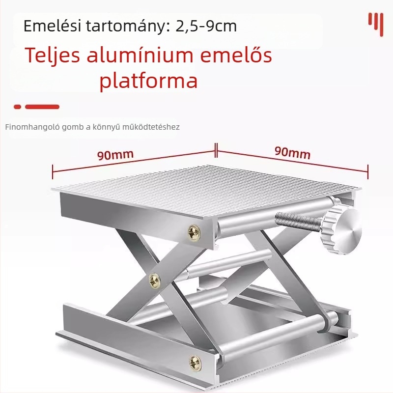 Kis laboratóriumi szintező platforma, alumíniumötvözet, kézi emelés, infravörös szintezés, háztartási használatra