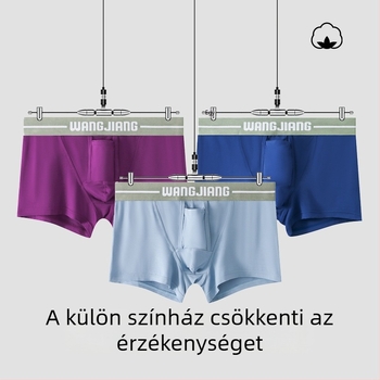 Férfiaknak szóló viszkóz alsónemű U-alakú herezacskóval, kötött kivitel, alacsony derekú, 95–100% viszkóz