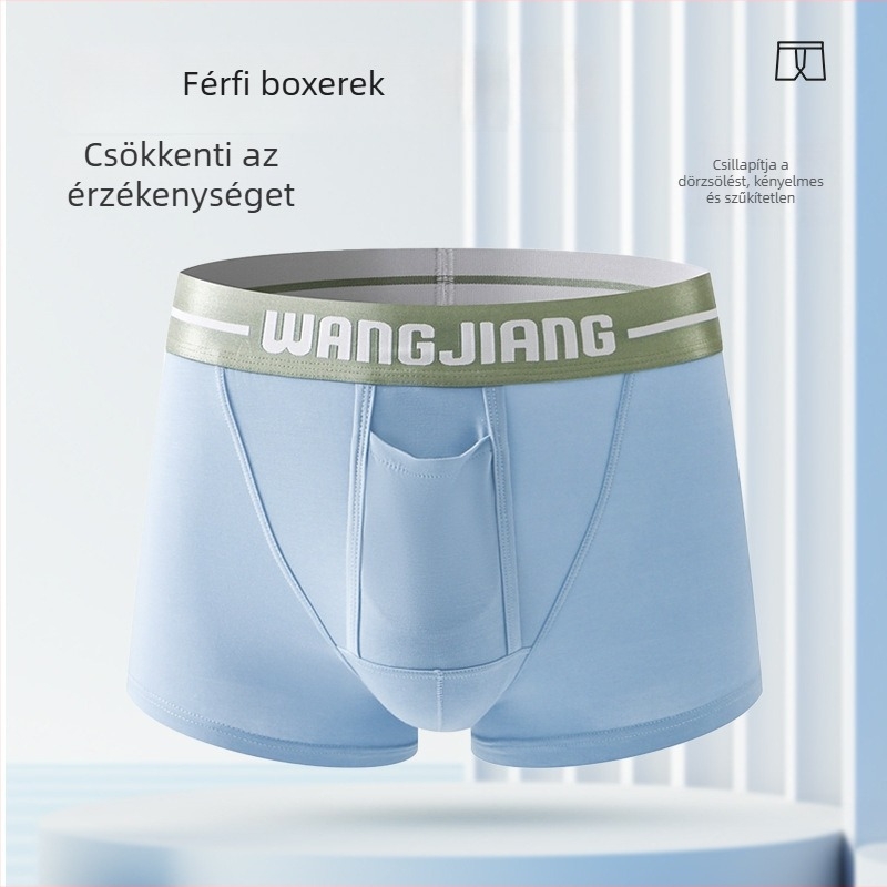 Férfiaknak szóló viszkóz alsónemű U-alakú herezacskóval, kötött kivitel, alacsony derekú, 95–100% viszkóz