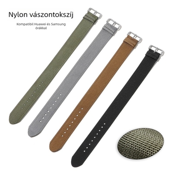 Nylon NATO óraszíj Huawei és Samsung számára — univerzális kompatibilitás, retro stílus, 2025 tavasz kiadás