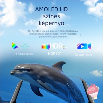 AMOLED kijelzős okosóra, W527 zászlóshajó chip, akkumulátor élettartama kevesebb mint 7 nap, vízálló, szívritmus és oxigén monitorozása