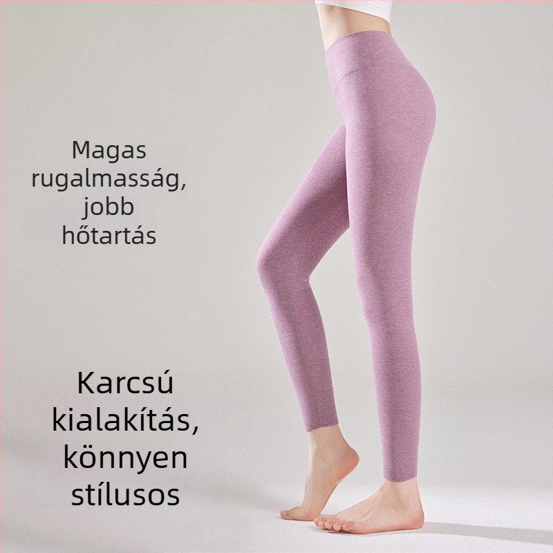Női magas derekú termo leggings fleece béléssel, poliészter 90–95%, extra vastag 351–400 g/m², varrat nélküli