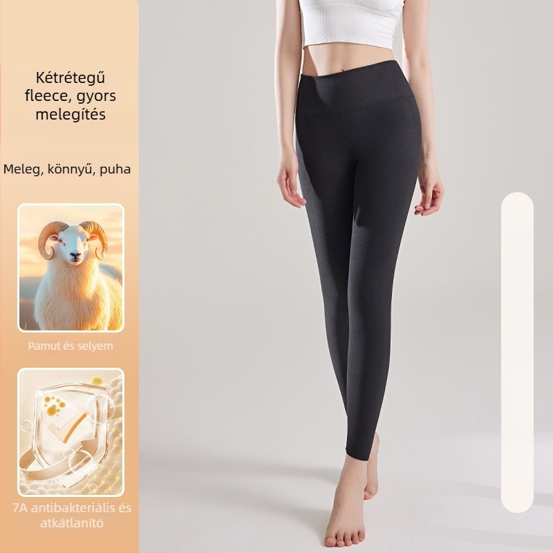 Női magas derekú termo leggings fleece béléssel, poliészter 90–95%, extra vastag 351–400 g/m², varrat nélküli