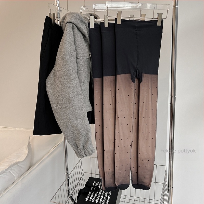 Női harisnya pöttyös mintával – nylon, vastagított, súrlódás elleni, minden szezonra alkalmas