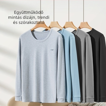 Férfi pamut termoszett – kerek nyakú, hosszú ujjú felső és nadrág, 100% pamut, 201–250 g/m², antibakteriális és meleg, anime minta, korosztály 18–40