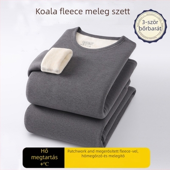Férfiaknak szóló termikus alsónadrágszett Koala velúr bélésével; fő anyag akril 90–95%; extrán vastag 351–400 g/m²; kerek nyakú, hosszú ujjú felső és nadrág; varrás nélküli, egyetlen rétegű