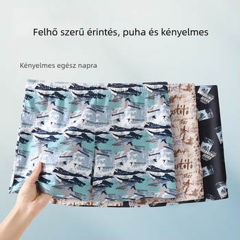 Pamut férfi boxeralsó, lélegző nyári viselet, mintás kamuflázs, nagy méret