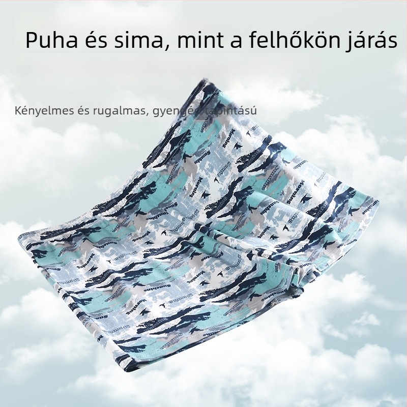 Pamut férfi boxeralsó, lélegző nyári viselet, mintás kamuflázs, nagy méret